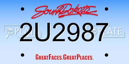 2U2987 South Dakota License Plate