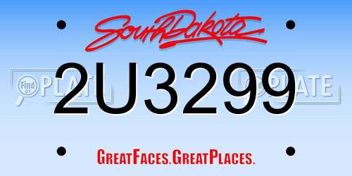 2U3299 South Dakota License Plate