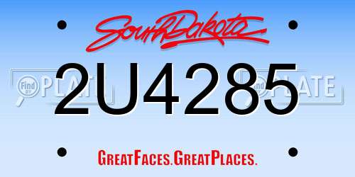 2U4285 South Dakota License Plate