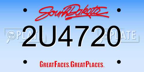 2U4720 South Dakota License Plate