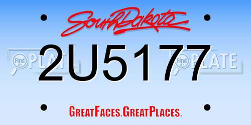 2U5177 South Dakota License Plate