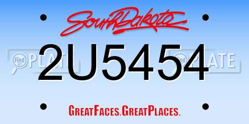 2U5454 South Dakota License Plate