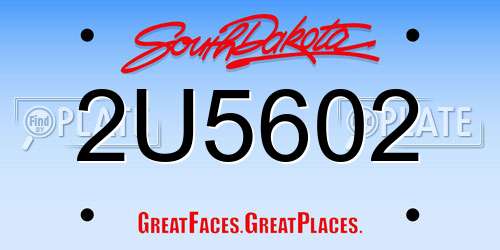 2U5602 South Dakota License Plate