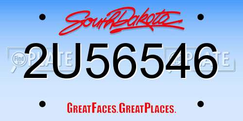 2U56546 South Dakota License Plate