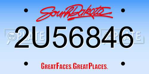2U56846 South Dakota License Plate