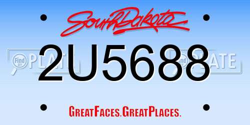 2U5688 South Dakota License Plate