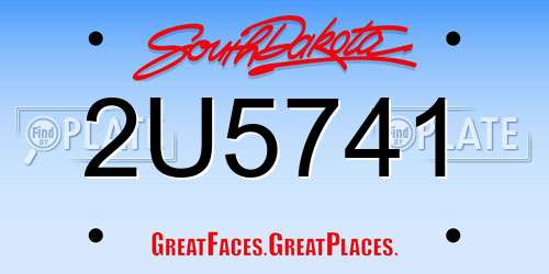 2U5741 South Dakota License Plate