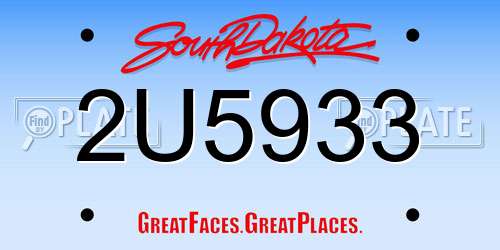 2U5933 South Dakota License Plate