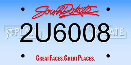 2U6008 South Dakota License Plate