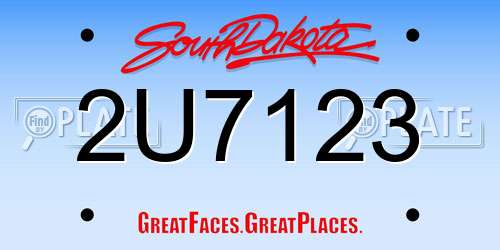 2U7123 South Dakota License Plate