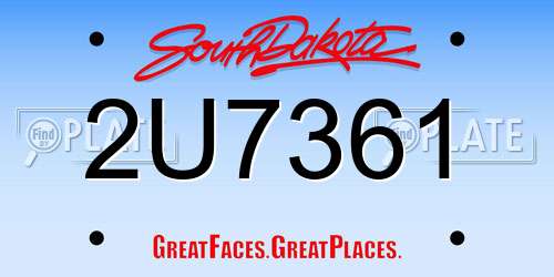 2U7361 South Dakota License Plate