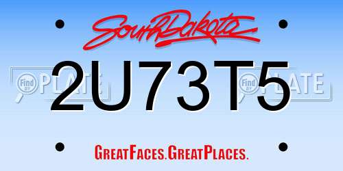 2U73T5 South Dakota License Plate