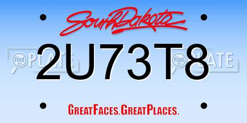 2U73T8 South Dakota License Plate