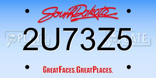 2U73Z5 South Dakota License Plate