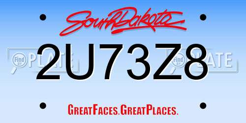2U73Z8 South Dakota License Plate