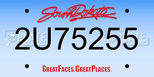 2U75255 South Dakota License Plate