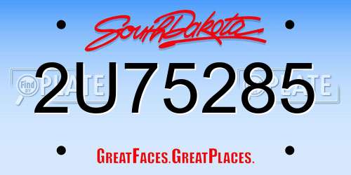 2U75285 South Dakota License Plate