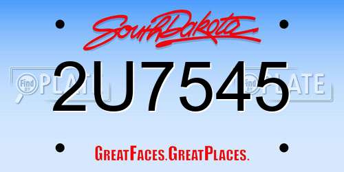 2U7545 South Dakota License Plate