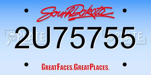 2U75755 South Dakota License Plate
