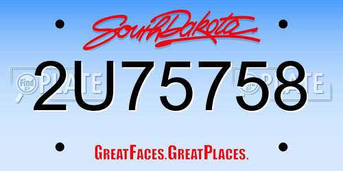 2U75758 South Dakota License Plate