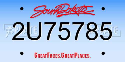 2U75785 South Dakota License Plate