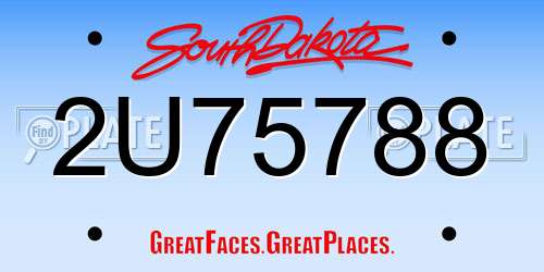 2U75788 South Dakota License Plate