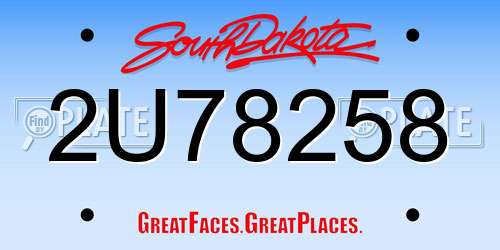2U78258 South Dakota License Plate