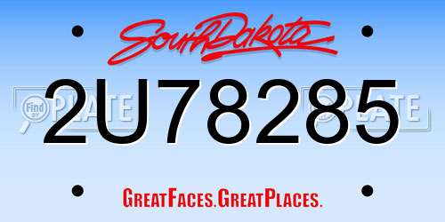2U78285 South Dakota License Plate