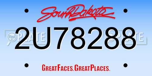 2U78288 South Dakota License Plate