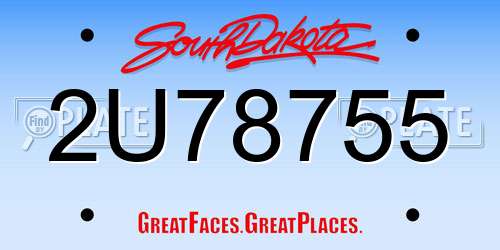 2U78755 South Dakota License Plate