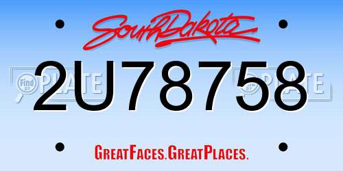 2U78758 South Dakota License Plate