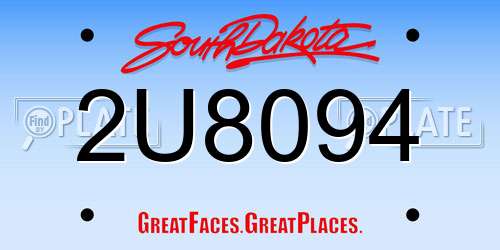 2U8094 South Dakota License Plate