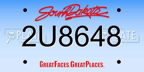 2U8648 South Dakota License Plate