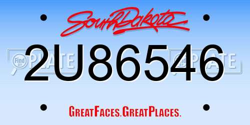 2U86546 South Dakota License Plate