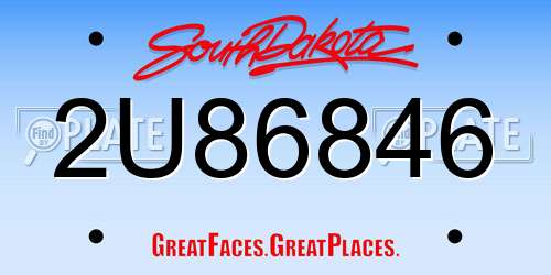 2U86846 South Dakota License Plate