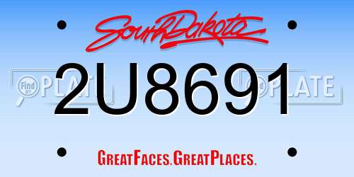 2U8691 South Dakota License Plate