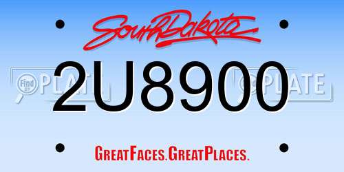 2U8900 South Dakota License Plate