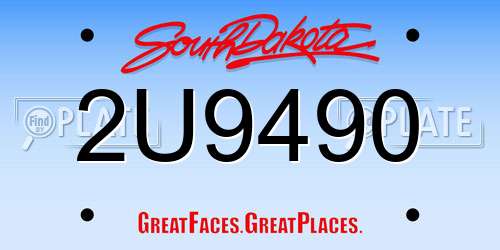 2U9490 South Dakota License Plate