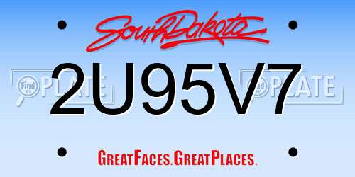 2U95V7 South Dakota License Plate