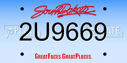 2U9669 South Dakota License Plate