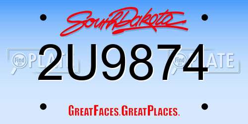 2U9874 South Dakota License Plate