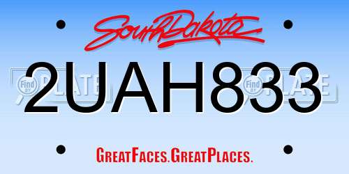 2UAH833 South Dakota License Plate