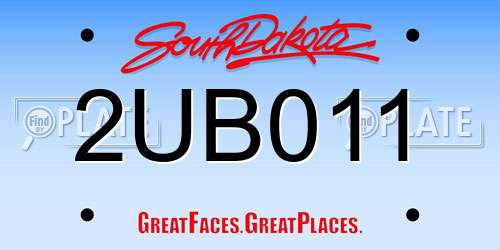 2UB011 South Dakota License Plate