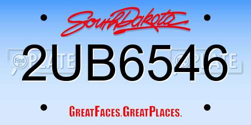2UB6546 South Dakota License Plate