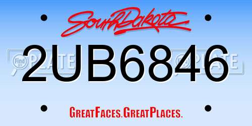 2UB6846 South Dakota License Plate