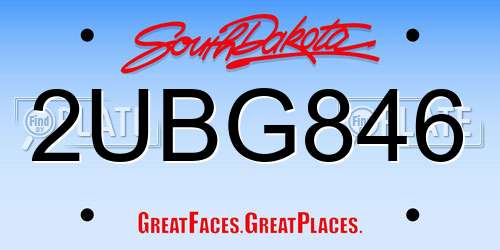 2UBG846 South Dakota License Plate