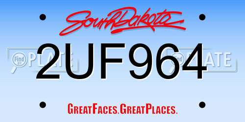 2UF964 South Dakota License Plate