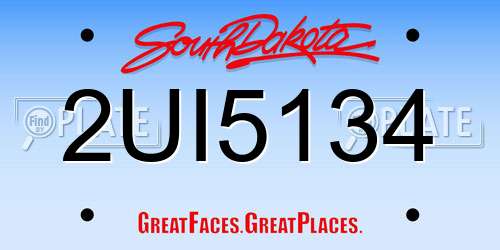 2UI5134 South Dakota License Plate