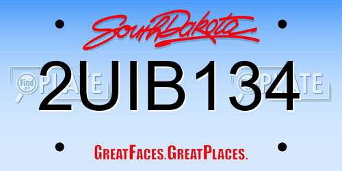 2UIB134 South Dakota License Plate