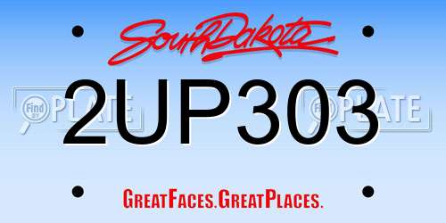 2UP303 South Dakota License Plate